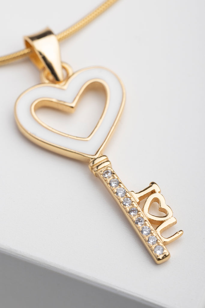 CIONDOLO SECRETS - ARGENTO 925 PLACCATO ORO 18K E SMALTATO BIANCO